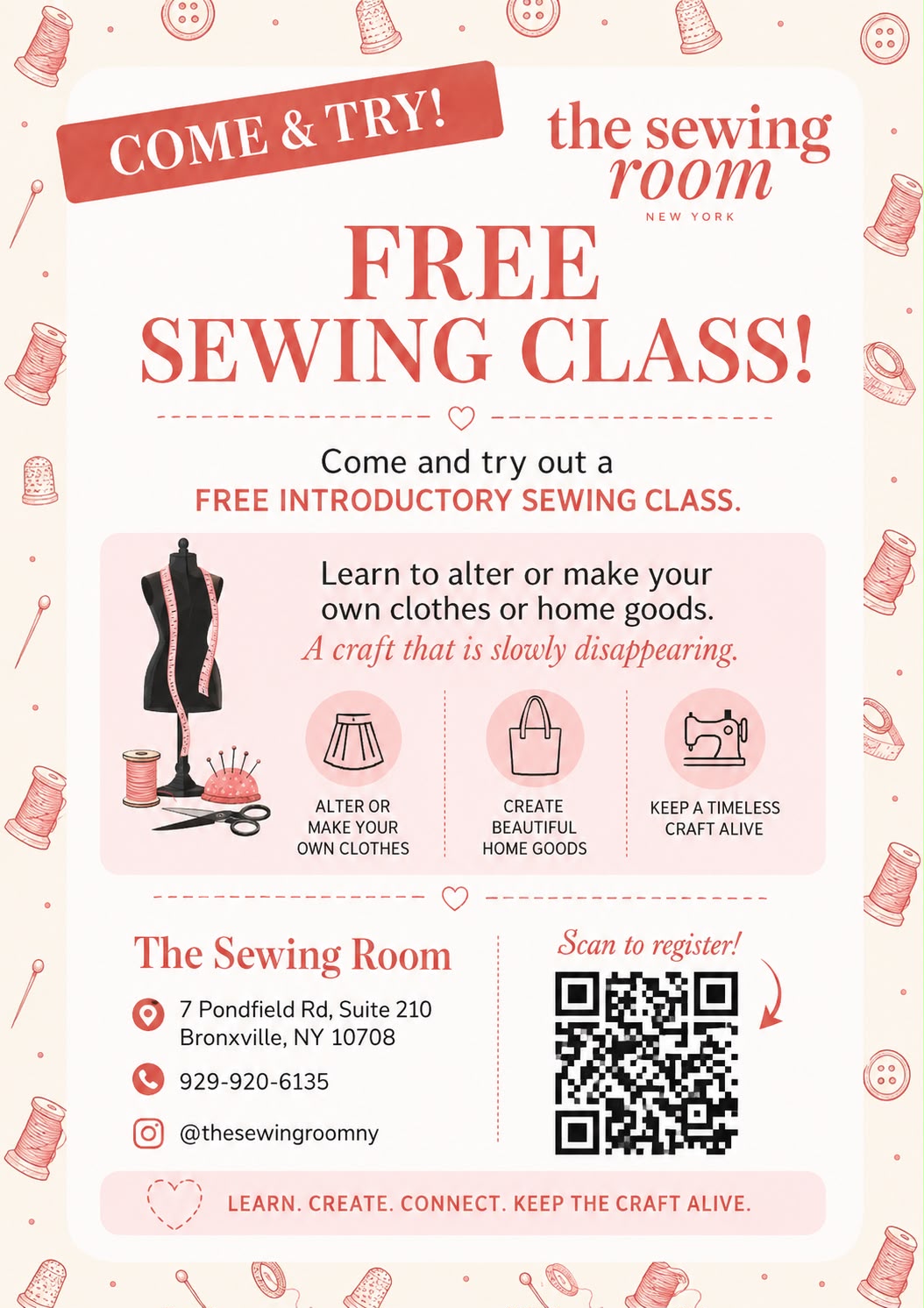 FREE 2-hour Introductory Sewing Class
